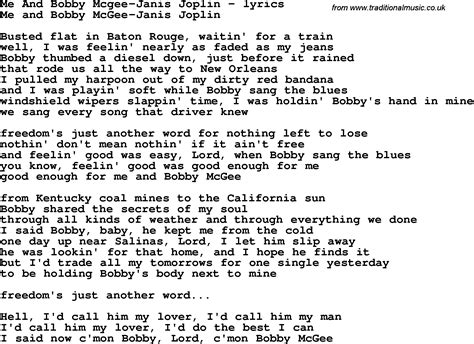 janis joplin bobby mcgee lyrics|Janis Joplin – Me and Bobby McGee Lyrics